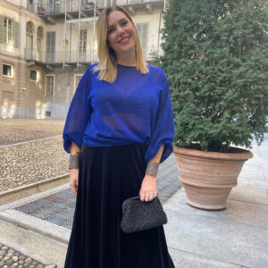 Blusa con Maniche a Sbuffo Blu