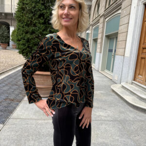 Blusa in velluto con stampa a catene
